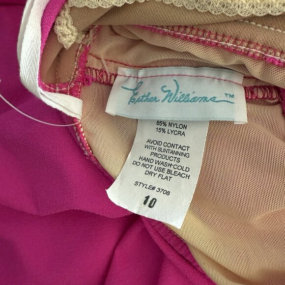 Esther Williams 50’s Pin-up Marilyn Halter One-Piece Swimdress Swimsuit Pink - Picture 4 of 6